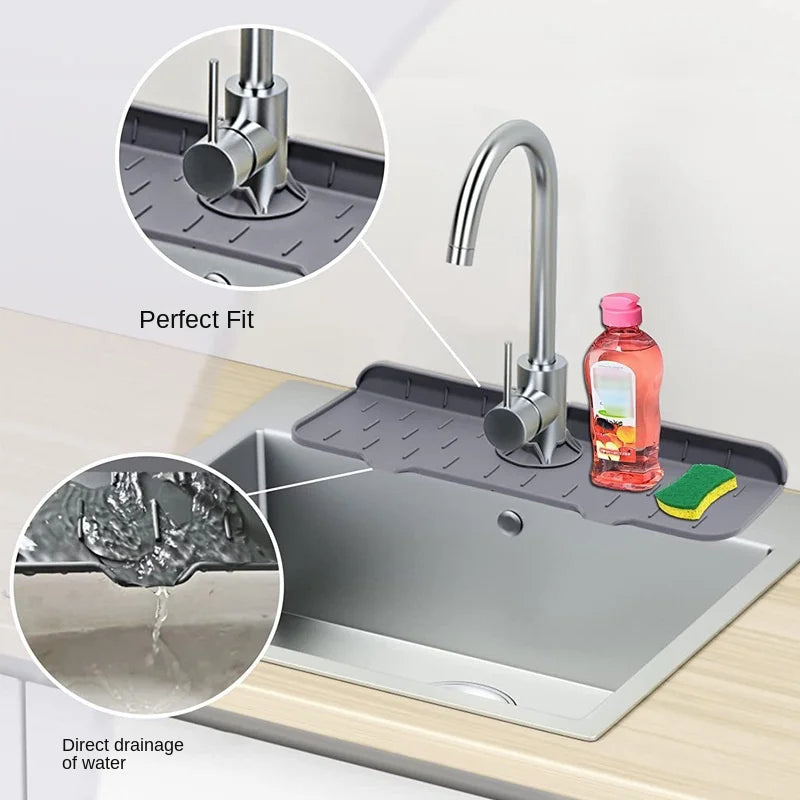 Kitchen Faucet Absorbent Mat Silicone Sink Splash Guard Water Draining Pad Countertop Protector Table Cushion Place Mat Bathroom